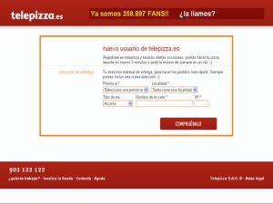 Página de Registro de Usuario de Telepizza