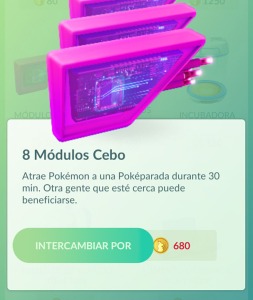 8 Módulos Cebo cuestan 680 pokemonedas