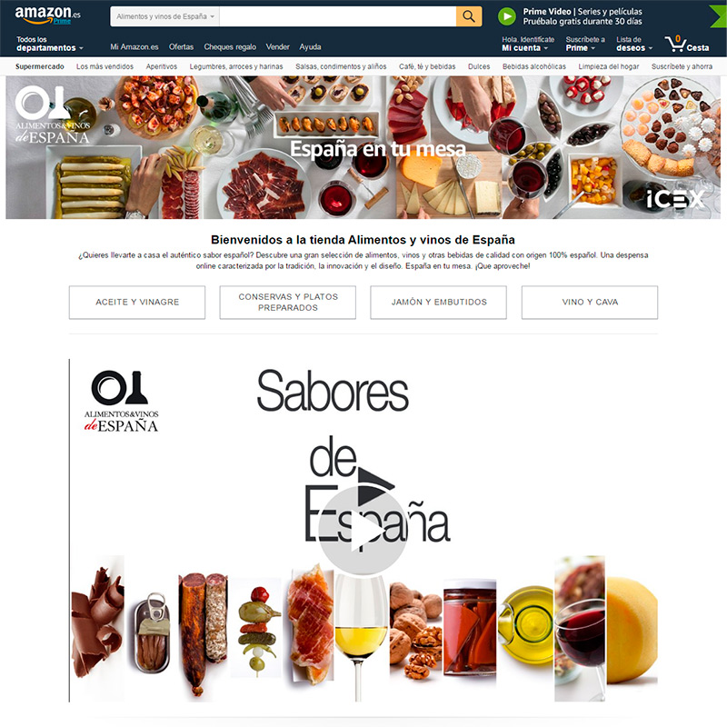 Nace la tienda online Foods&Wine from Spain gracias a un acuerdo entre el ICEX y Amazon 