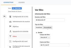 Filtro de IP en Google Analytics