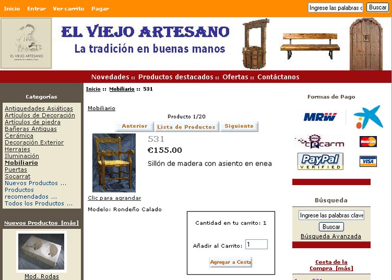 Proceso de compra de latiendadelviejo.com. 