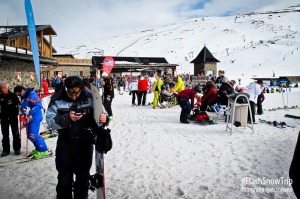 Llegada a Borreguiles para la clase de snowboard