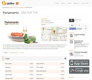 qlikBar - Página interior de la web