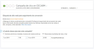 Configuración de nombre y fechas de inicio y fin de la campaña en Twitter Ads