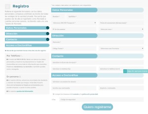 Formulario de registro de Doctorálitas