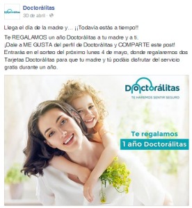 Ejemplo de promoción de Doctorálitas en Facebook