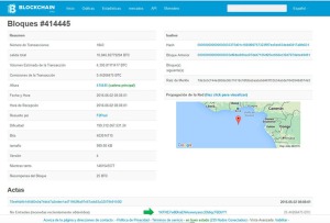 Ejemplo de una transacción Bitcoin en blockchain.info