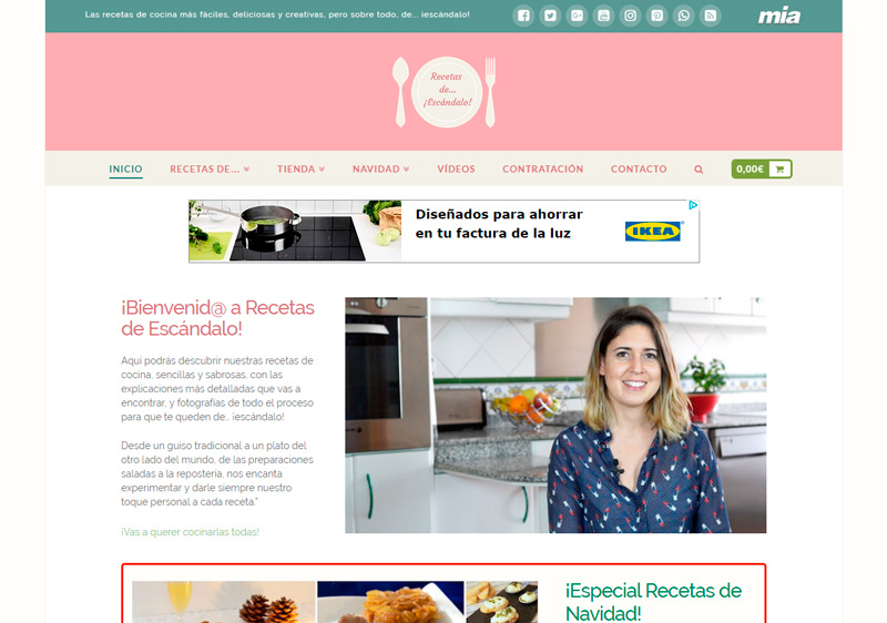 Página de inicio de Recetas de Escándalo