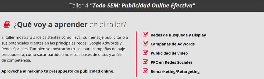 Taller 4 'Todo SEM: Publicidad Online Efectiva'