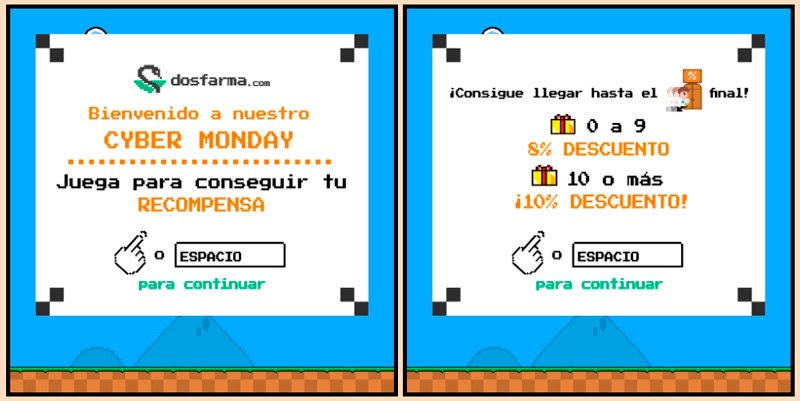 Mini juego de desarrollo propio preparado para el Cyber Monday