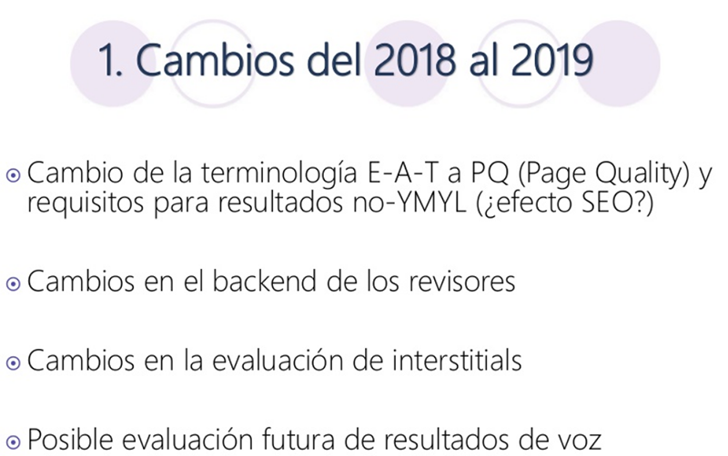 Principales cambios de la guía para evaluadores de Google de 2018 a 2019