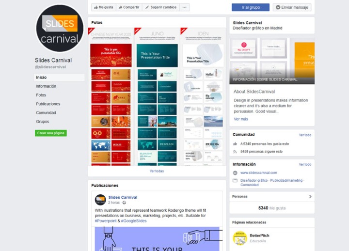 Facebook de SlidesCarnival